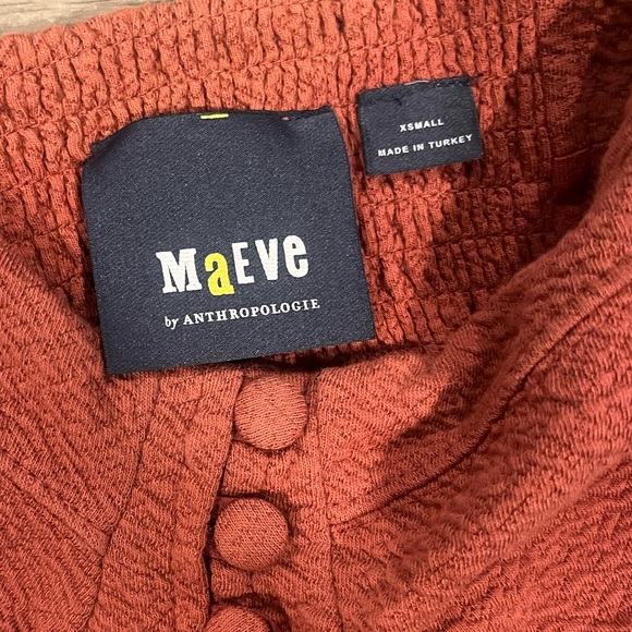 Anthropologie Maeve Puff-Sleeved Sweetheart Mini Dress - Rust color - Picture 4 of 8